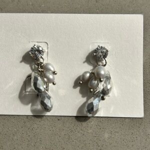 Elegant Silver and White Pearl Drop Earrings